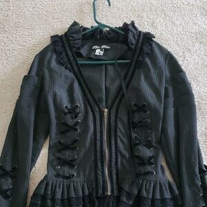 Black Gothic Lace-Up Jacket